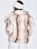 Veste courte en fausse fourrure à col rabattu