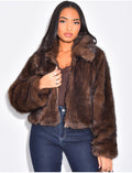 Veste courte en fausse fourrure zipée