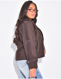 Trench court en feutrine premium boutonné