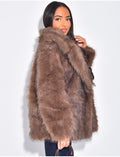 Manteau mi-long en fausse fourrure