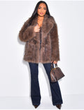 Manteau mi-long en fausse fourrure