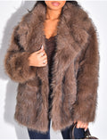 Manteau mi-long en fausse fourrure