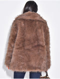 Manteau mi-long en fausse fourrure
