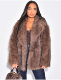 Manteau mi-long en fausse fourrure