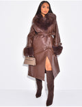 Manteau en similicuir à fausse fourrure