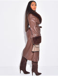 Manteau en similicuir à fausse fourrure