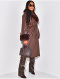 Manteau en similicuir à fausse fourrure