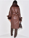 Manteau en similicuir à fausse fourrure
