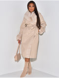 Manteau en similicuir à fausse fourrure