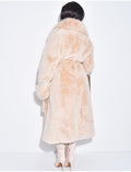 Manteau long en fausse fourrure à col rabattu