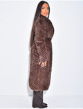 Manteau long en fausse fourrure effet chevron