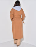 Manteau long en feutrine à capuche molletonnée