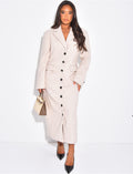 Manteau long en feutrine cintré à boutons