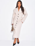 Manteau long en feutrine cintré à boutons