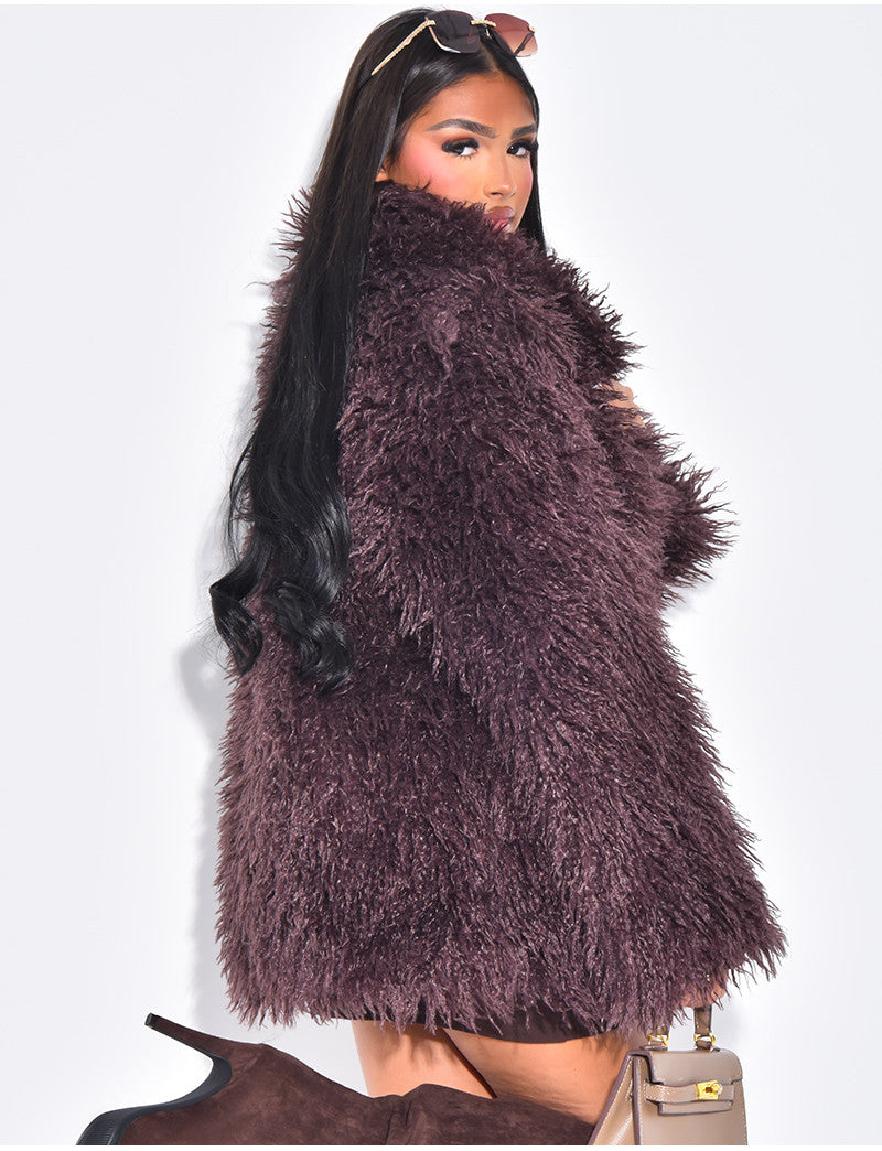 Manteau mi-long à fourrure fluffy