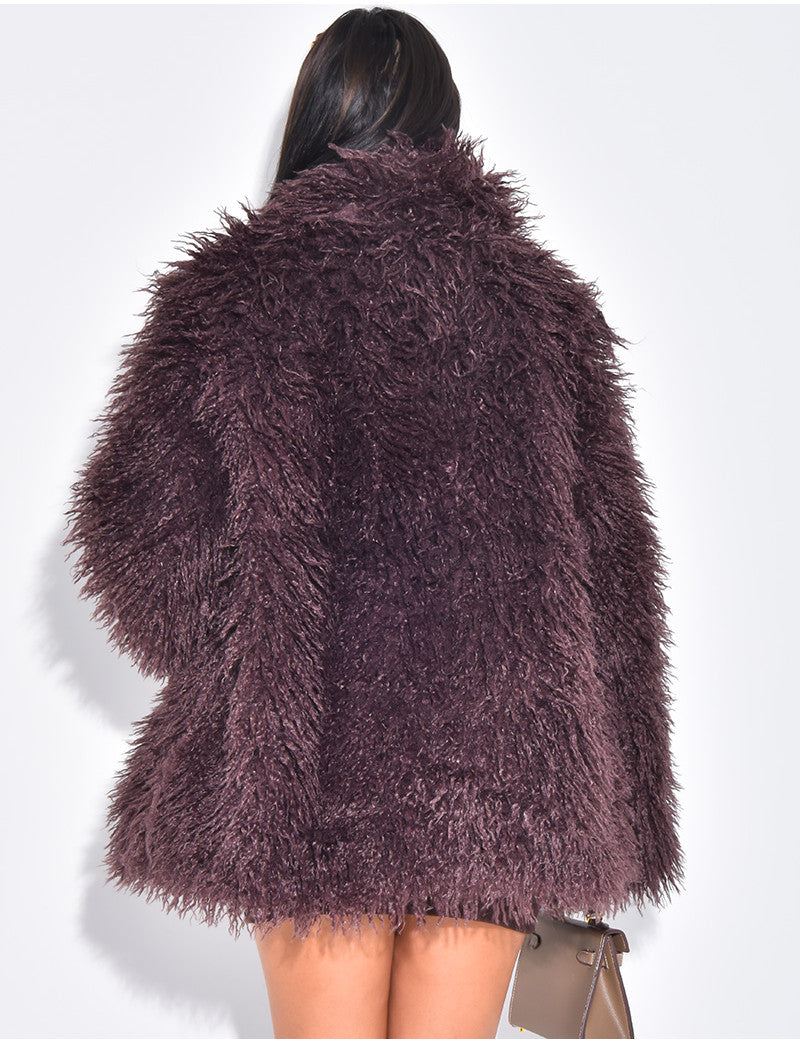 Manteau mi-long à fourrure fluffy