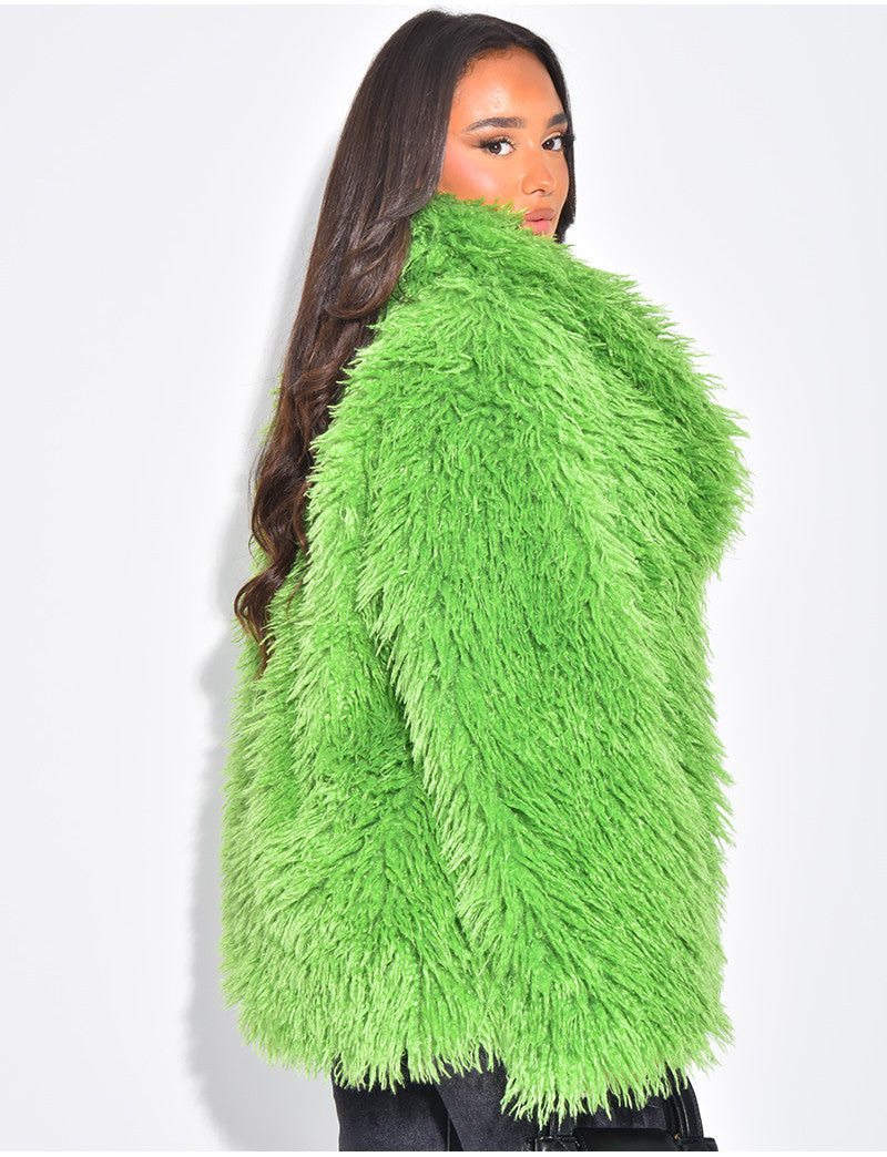 Manteau mi-long à fourrure fluffy