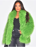 Manteau mi-long à fourrure fluffy