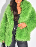 Manteau mi-long à fourrure fluffy