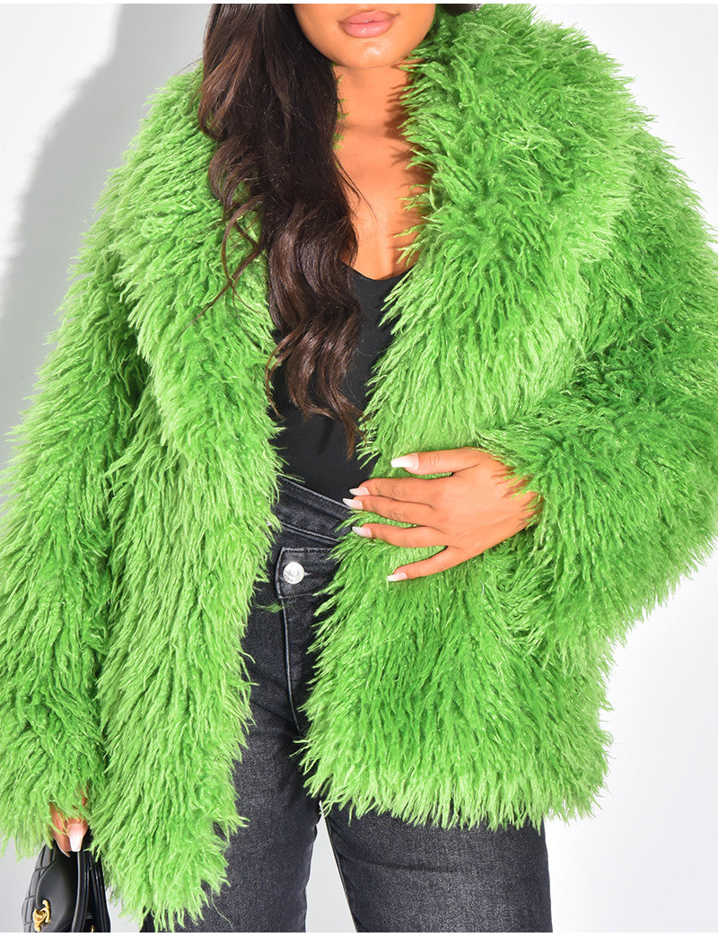 Manteau mi-long à fourrure fluffy
