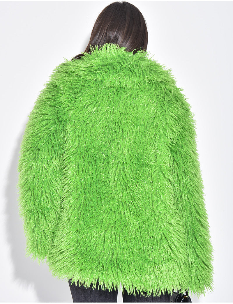 Manteau mi-long à fourrure fluffy
