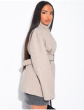 Manteau mi-long en feutrine avec ceinture