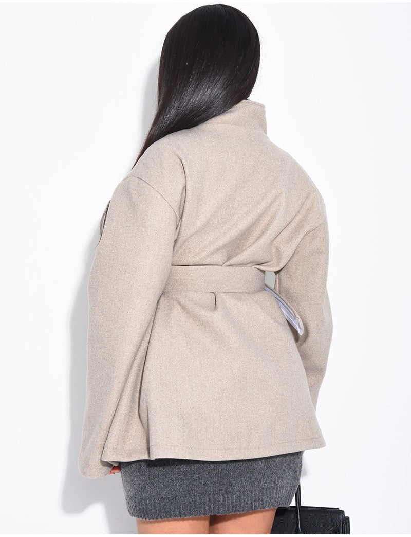 Manteau mi-long en feutrine avec ceinture