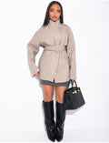 Manteau mi-long en feutrine avec ceinture