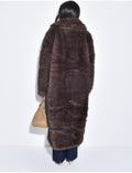 Manteau oversize à fourrure premium marron froid