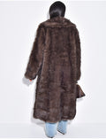 Manteau oversize à fourrure premium marron froid