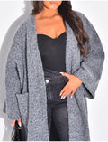 Manteau oversize en laine chiné