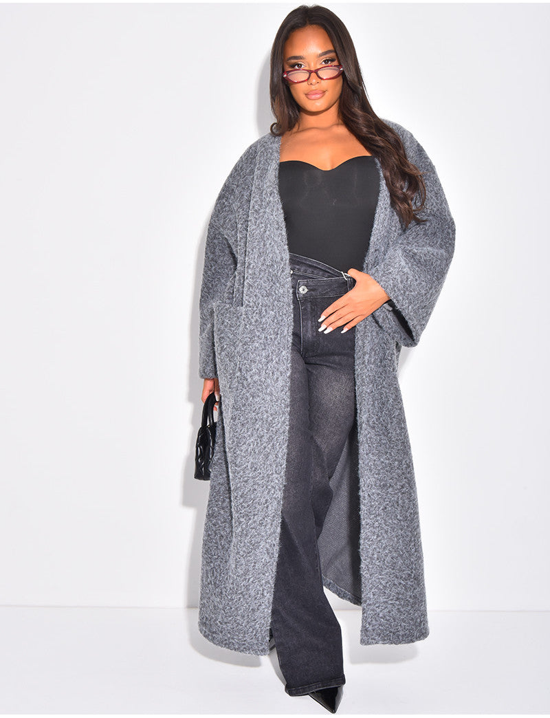 Manteau oversize en laine chiné