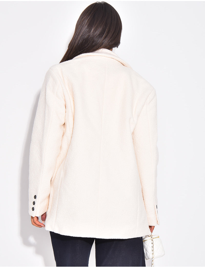 Blazer oversize en laine bouclée premium