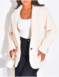 Blazer oversize en laine bouclée premium