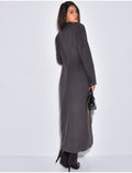 PREMIUM I Manteau très long en laine col montant à boutonnière croisée