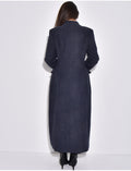 Manteau très long col montant à boutonnière croisée