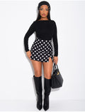 Mini jupe short à pois & fente