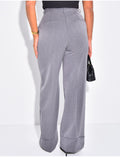 Pantalon de tailleur taille haute à revers
