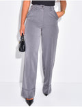 Pantalon de tailleur taille haute à revers