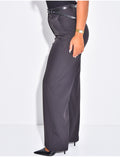 Pantalon de tailleur coupe droite à ceinture