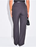 Pantalon de tailleur coupe droite à ceinture