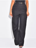 Pantalon de tailleur taille haute à ceinture