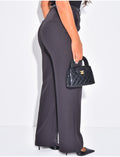 Pantalon de tailleur coupe droite à ceinture
