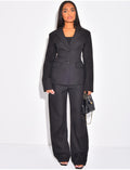Pantalon de tailleur taille haute à ceinture