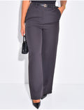 Pantalon de tailleur coupe droite à ceinture