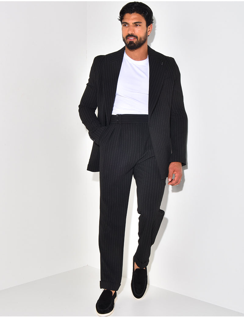 Pantalon à rayures texturé