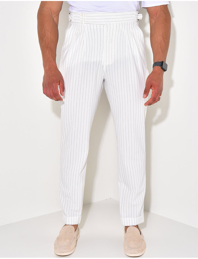 Pantalon à rayures texturé
