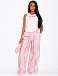 Pantalon ample à motif rayé