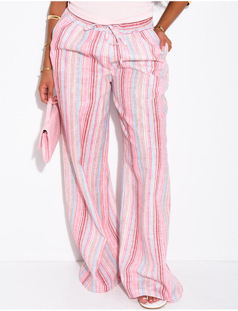 Pantalon ample à motif rayé