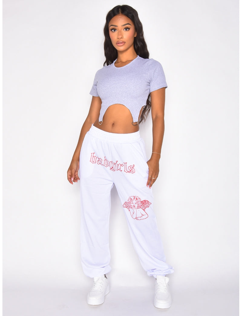 Pantalon "Badgirls" motif mi-ange mi-démon